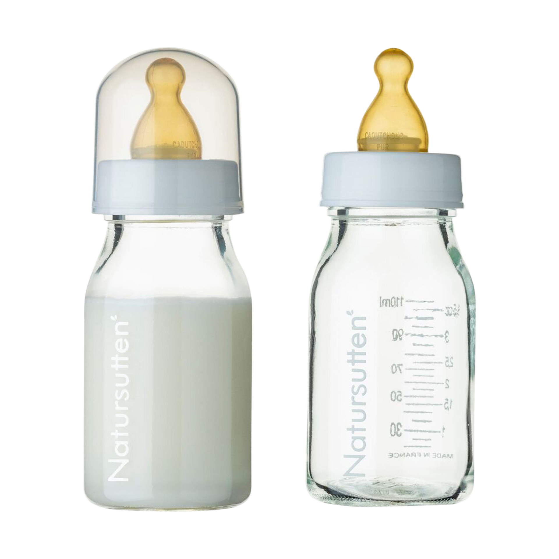 Natursutten Glass Baby Feeding Bottle with Natural Rubber Nipple.