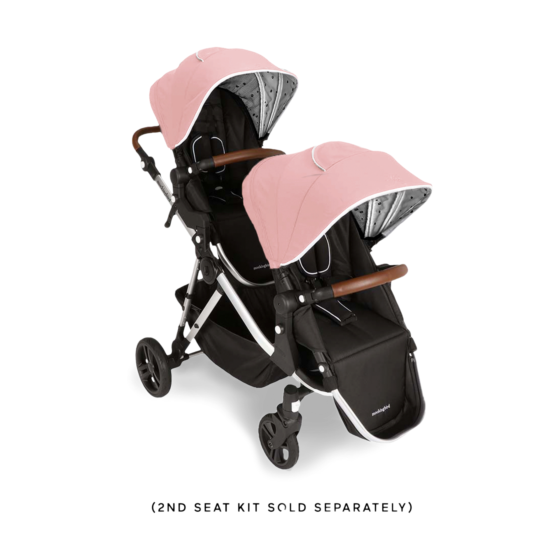 Mockingbird Single-to-Double Stroller 2.0 - Bloom/Watercolor Canopy With Penny Leather (2020).