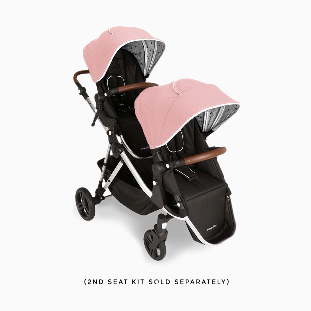 Mockingbird Single-to-Double Stroller 2.0 - Bloom/Watercolor Canopy With Penny Leather (2020).