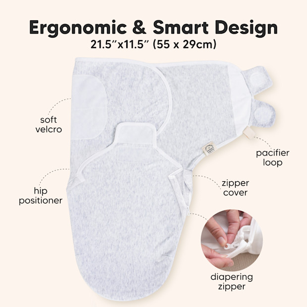 KeaBabies Soothe Zippy Swaddle Wraps (3 Pack).
