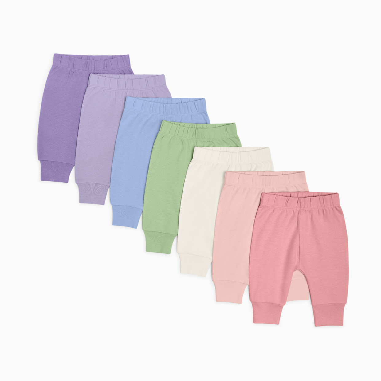 Small Story Organic Cotton Solid Everyday Pant (7 Pack) - Soft Rainbow, 3-6 M.