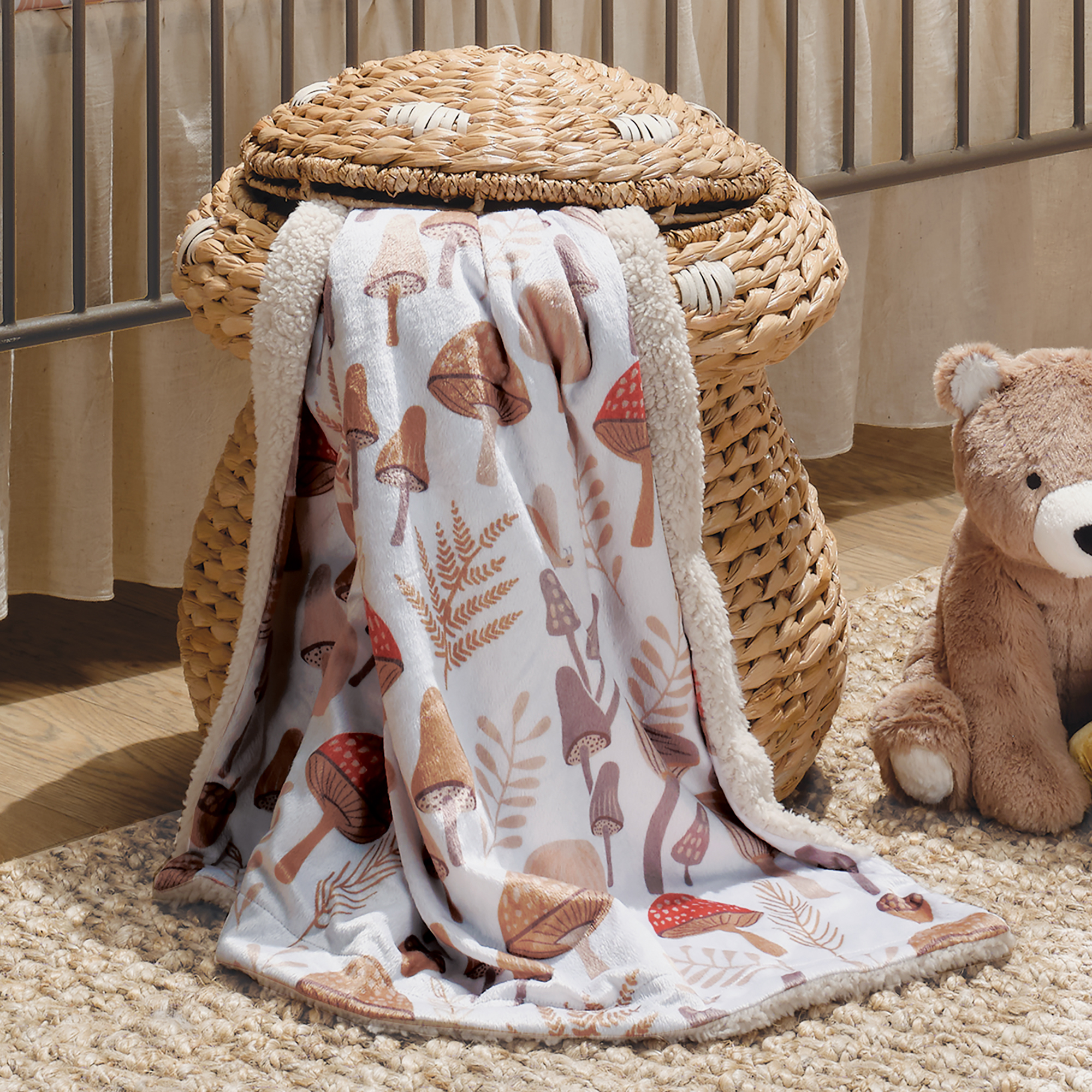 Lambs & Ivy Baby Blanket - Mushroom Meadow.