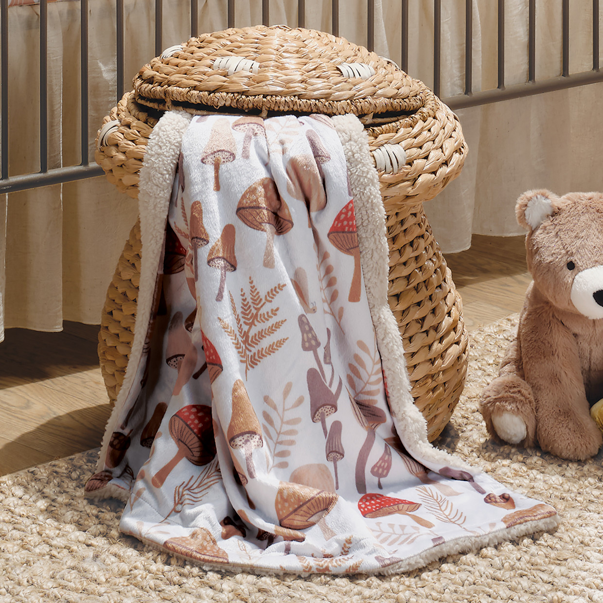 Lambs & Ivy Baby Blanket - Mushroom Meadow.