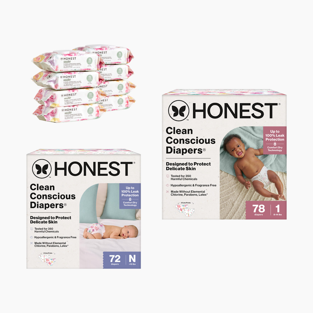 The Honest Company Newborn Diapers & Wipes Starter Bundle - Pink.