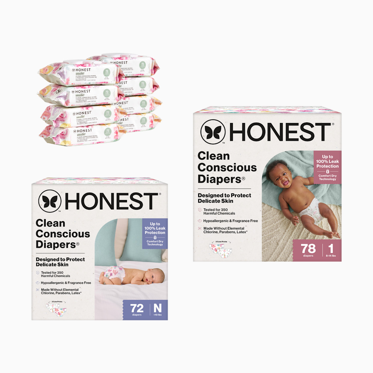 The Honest Company Newborn Diapers & Wipes Starter Bundle - Pink.