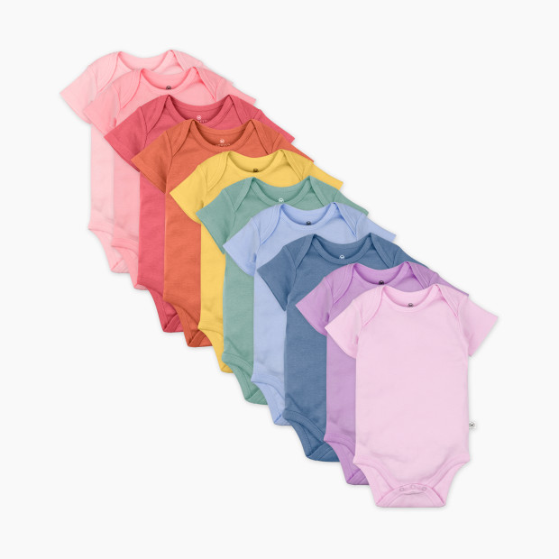 Honest Baby Clothing 10-Pack Organic Cotton Short Sleeve Bodysuits - Rainbow Gems Pinks, 0-3 M, 10.