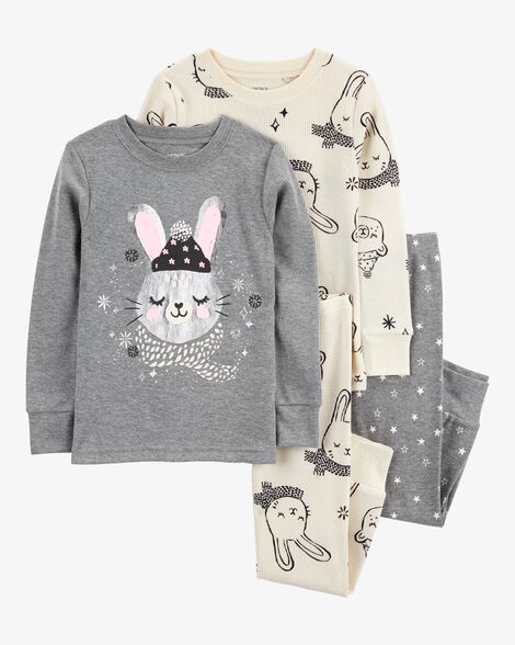 Toddler 4-Piece Bunny Cotton Blend Pajamas.