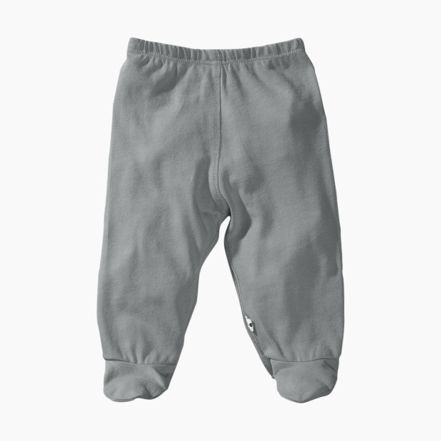 Babysoy Organic Cotton Solid Footie Pants - Thunder, 0-3 Months.