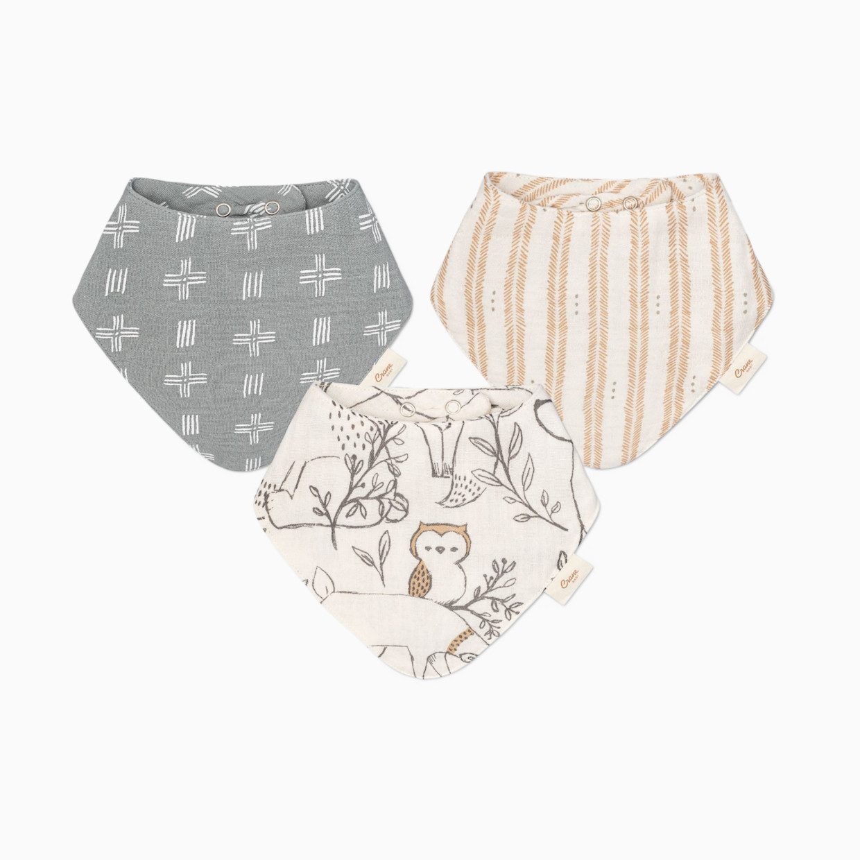 Crane Baby Cotton 4 Layer Muslin Bib Set (3 Pack) - Ezra.