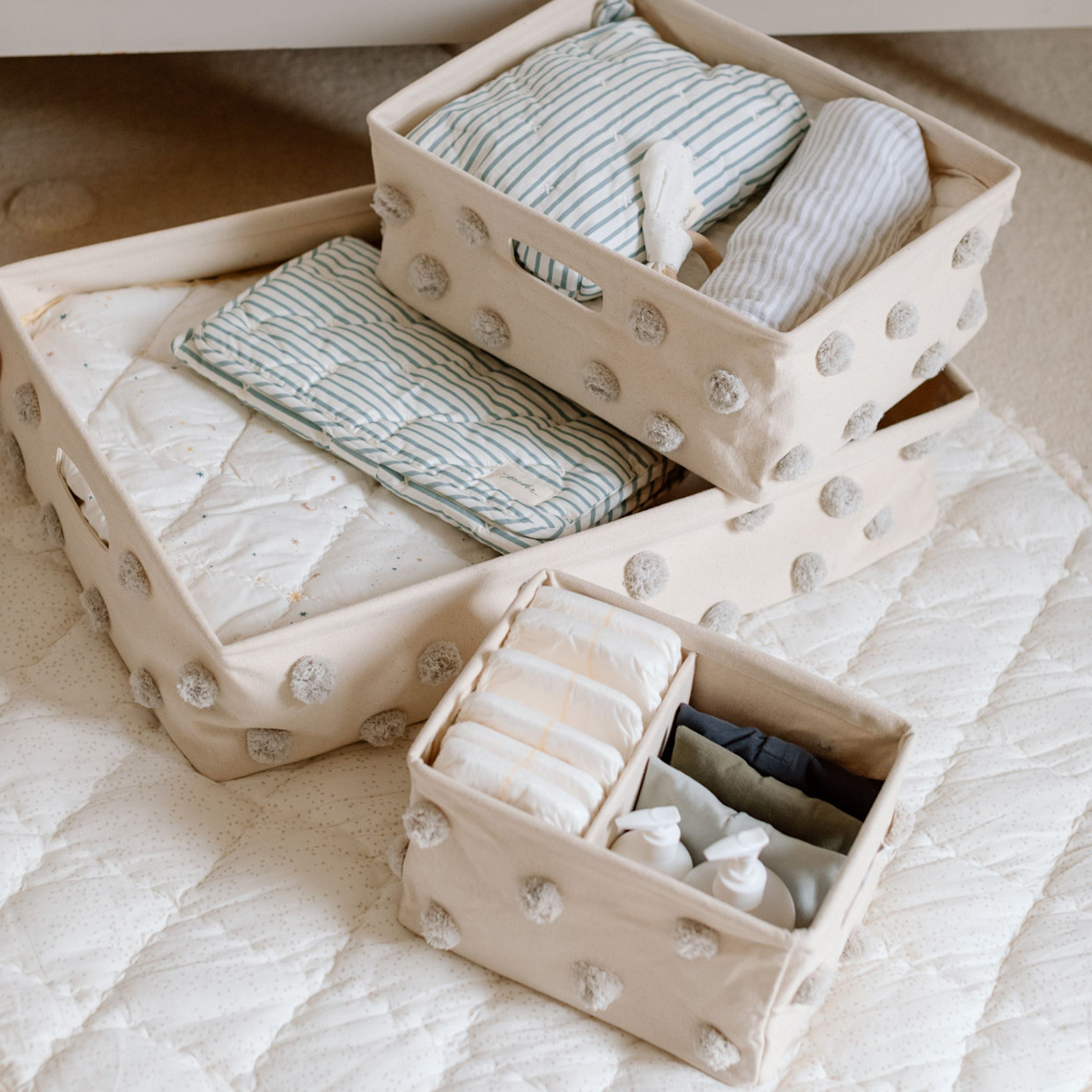 Pehr Pom Pom Hide Away Basket - Grey, Large.