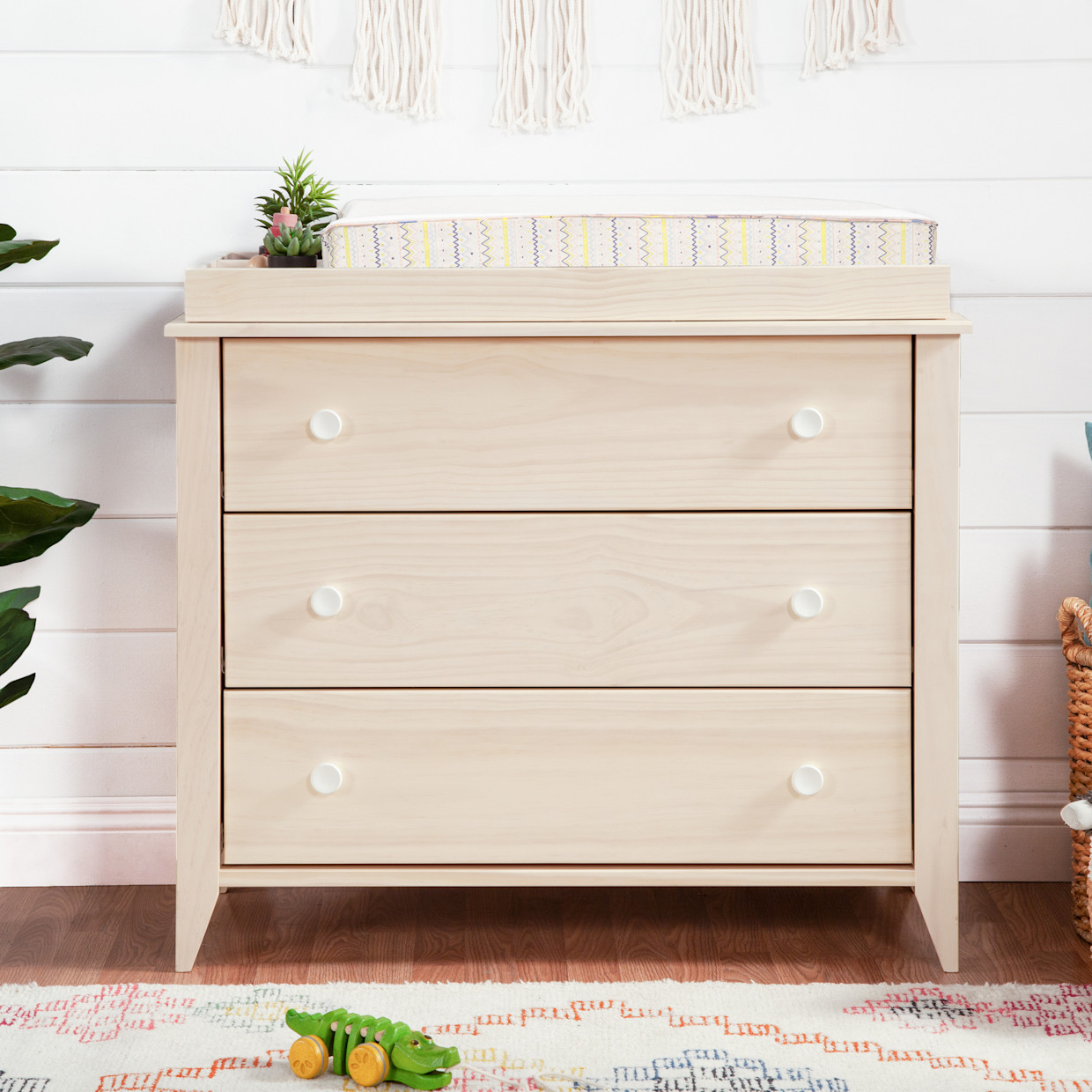 babyletto Sprout 3-Drawer Changer Dresser - Washed Natural/White.