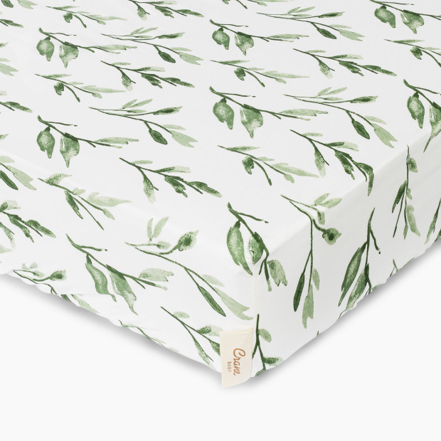 Crane Baby Cotton Sateen Crib Fitted Sheet - Parker Leaf.