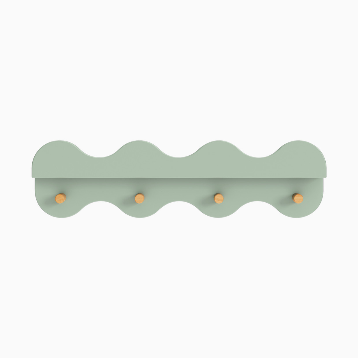 babyletto Lido Wave Bookshelf with Hooks - Light Sage/Honey.