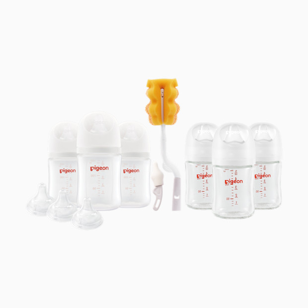 Pigeon Glass and Plastic Baby Bottle Starter Gift Bundle.
