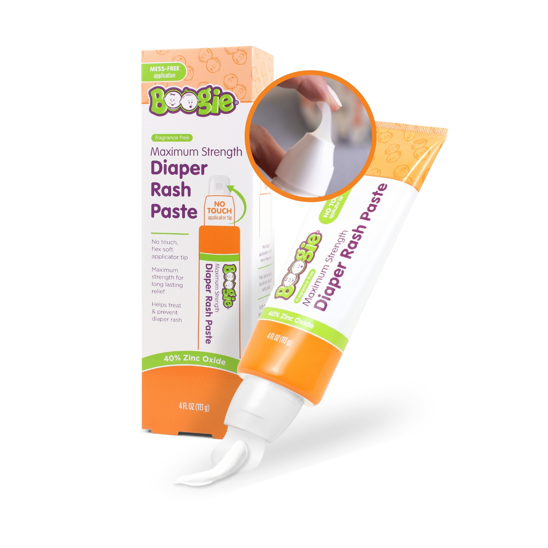 Boogie No-Touch Maximum Strength Diaper Rash Cream with Spatula Applicator in Tube.