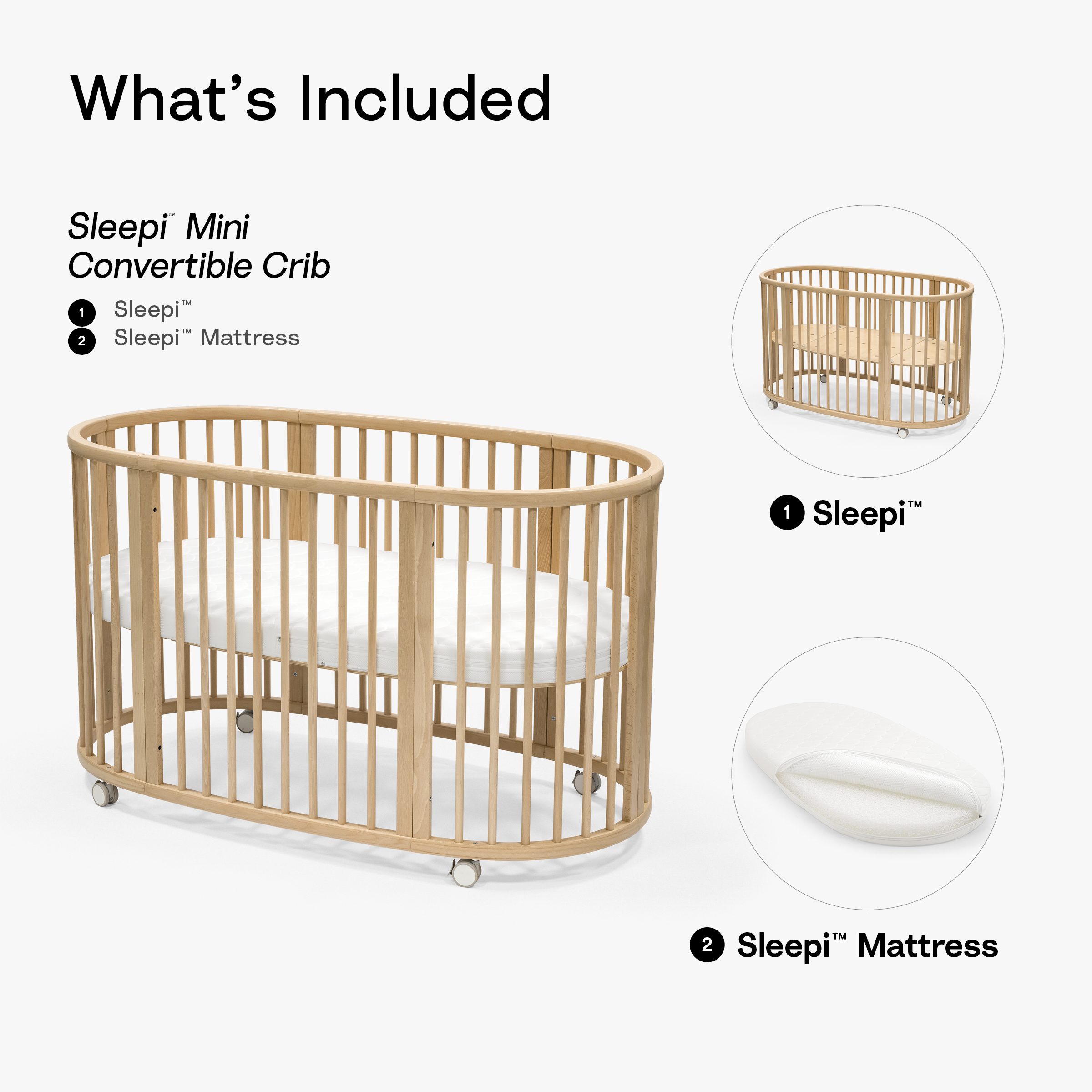 Stokke Sleepi Convertible Crib with Mattress.