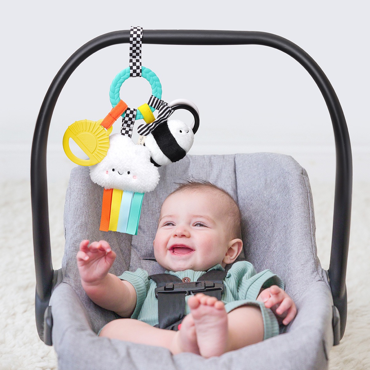 Itzy Ritzy Bitzy Busy Ring Teething Activity Toy - High Contrast-Brights.