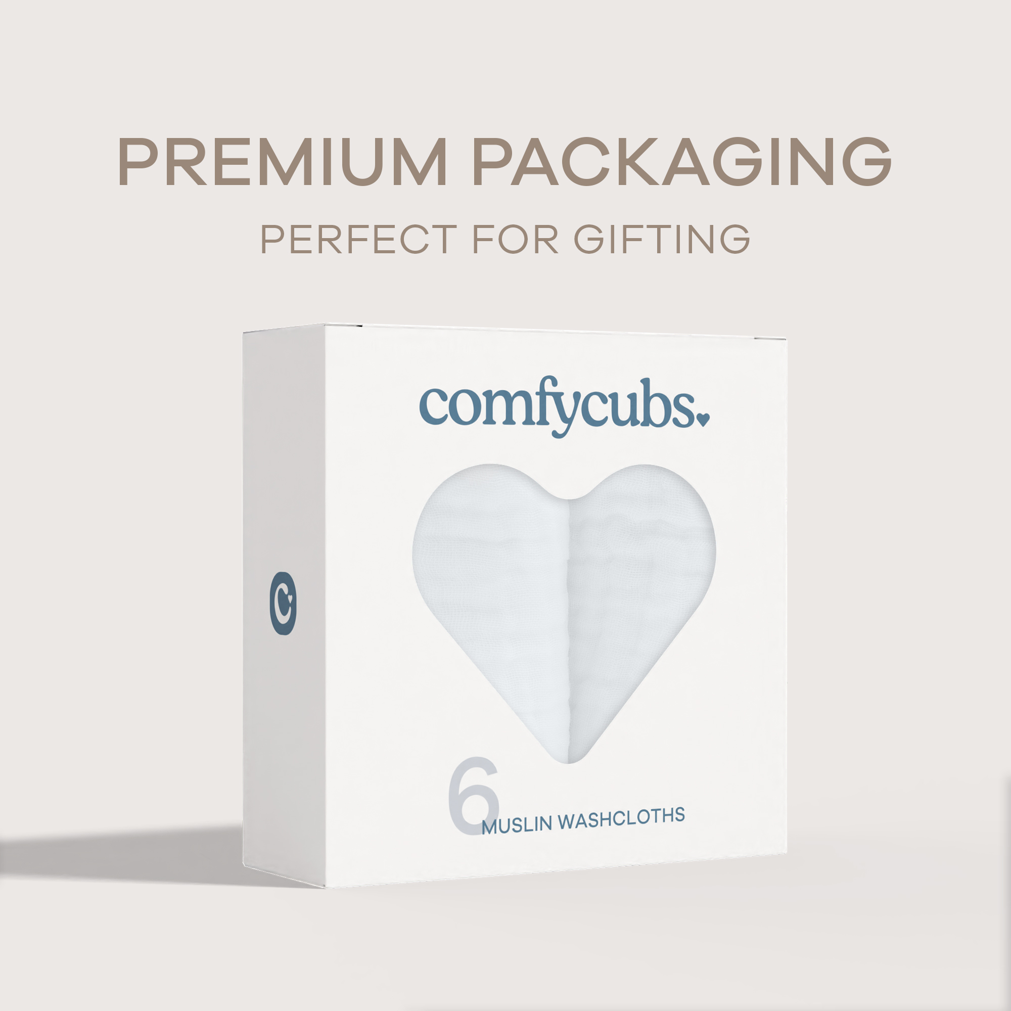 Comfy Cubs 6-Layer Muslin Baby Washcloths Set - White, 6.