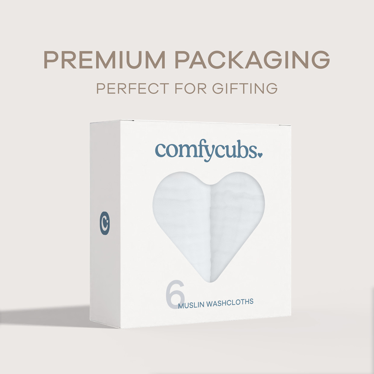 Comfy Cubs 6-Layer Muslin Baby Washcloths Set - White, 6.