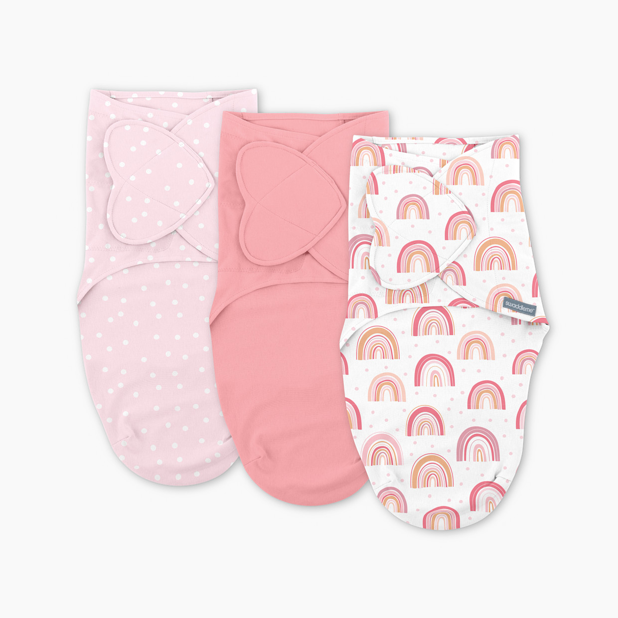 Ingenuity SwaddleMe Monogram Collection Swaddle (3-Pack) - Rainbow, 0-3 M.