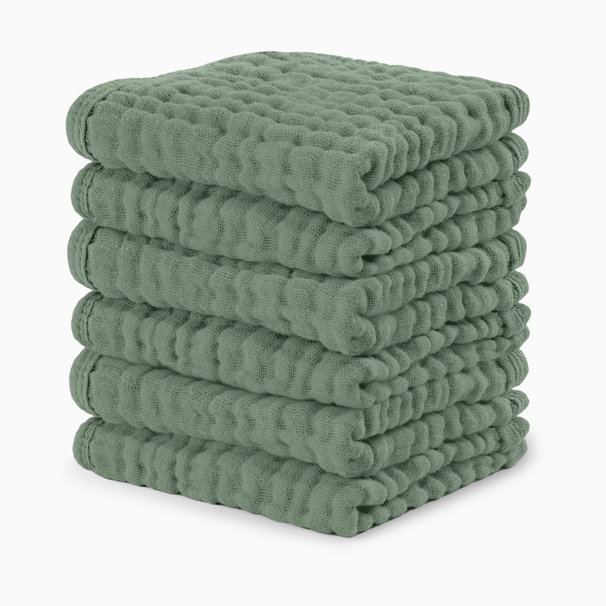 Comfy Cubs 6-Layer Muslin Baby Washcloths Set - Fern, 6.
