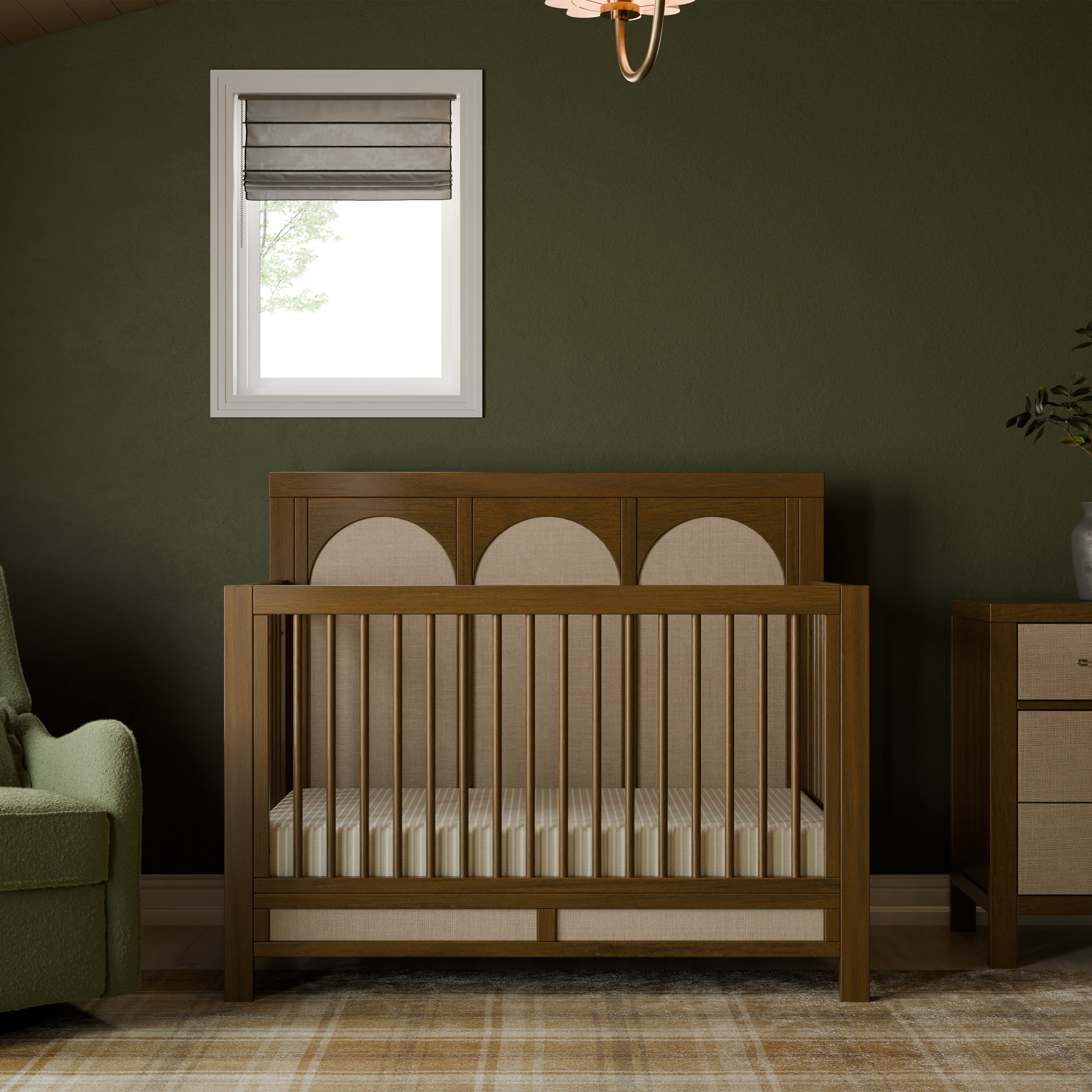 Namesake Eloise 4-in-1 Convertible Crib - Natural Walnut & Performance Sand Eco-Weave.