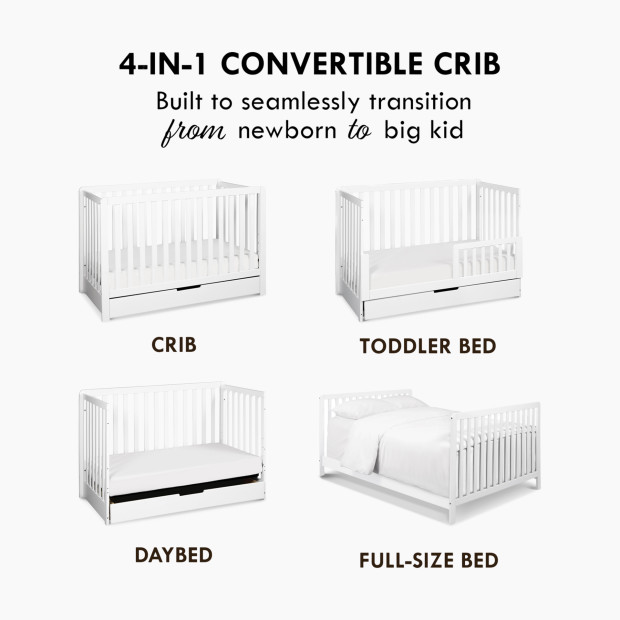 Carter's by DaVinci Colby 4-in-1 Convertible Crib with Trundle Drawer - White.