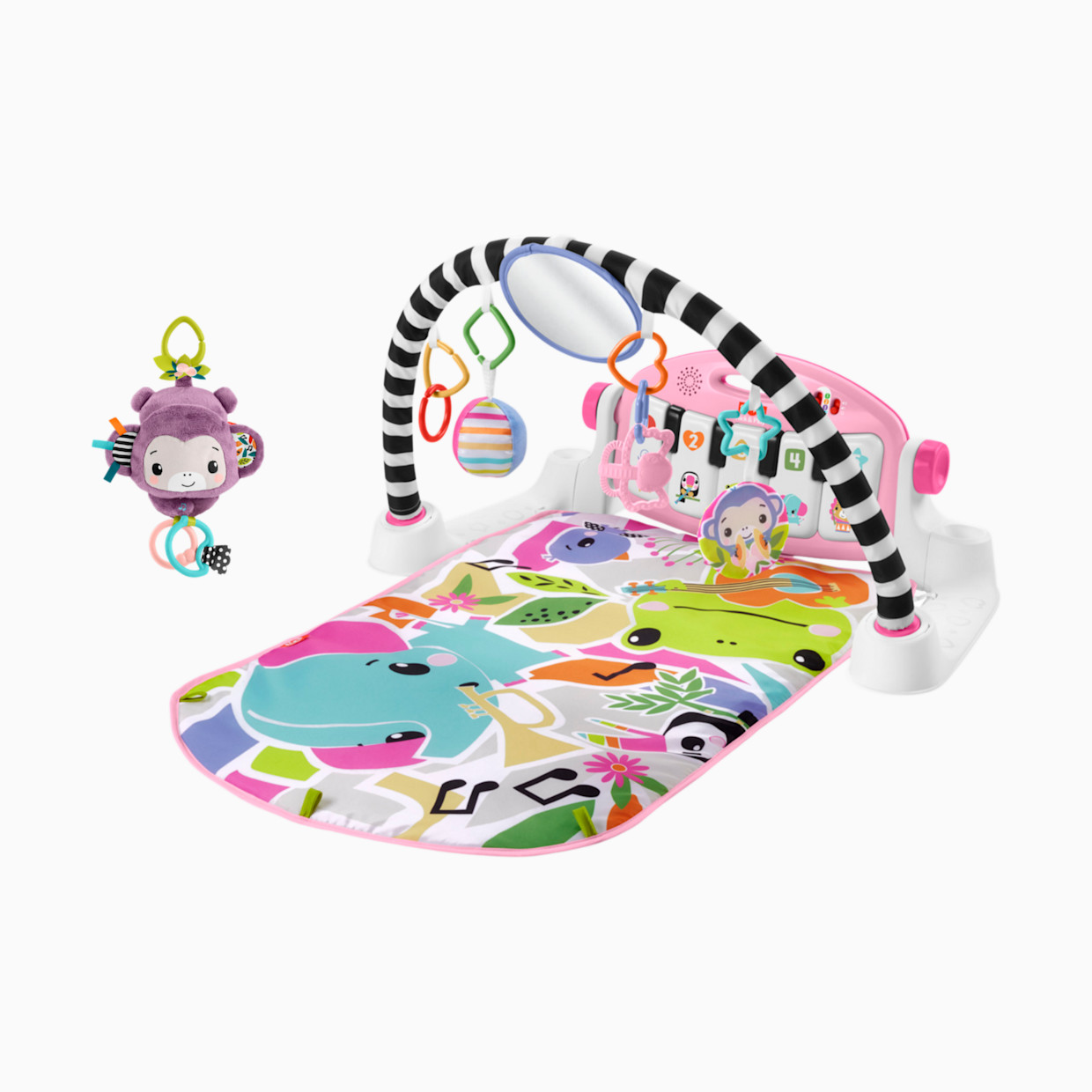 Fisher-Price Glow and Grow Kick & Play Gym Purple Monkey Bundle - Pink.