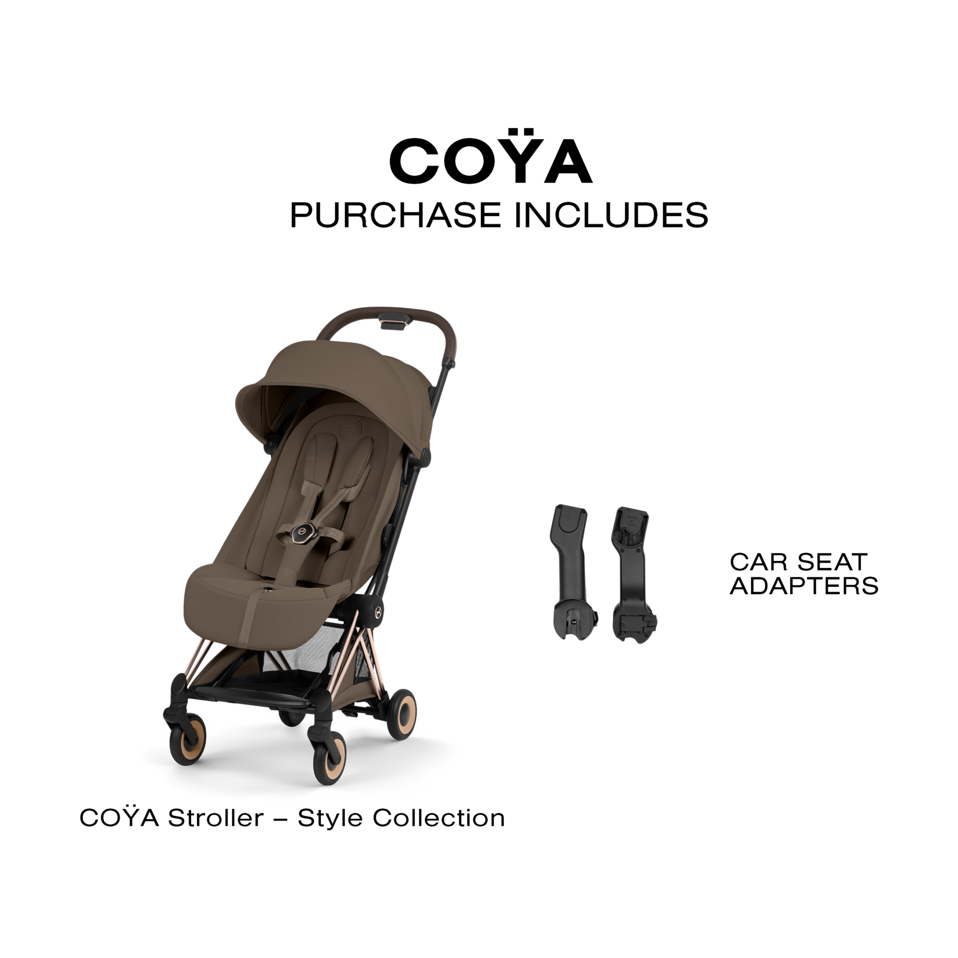 Cybex Coya Stroller - Style Collection - Rose Gold Frame/Coconut Brown Lux Seat.