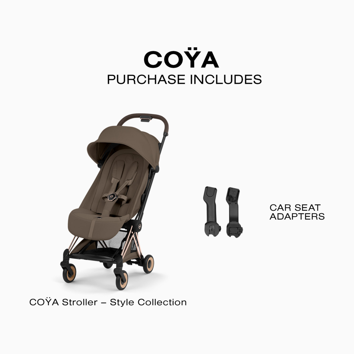 Cybex Coya Stroller - Style Collection - Rose Gold Frame/Coconut Brown Lux Seat.