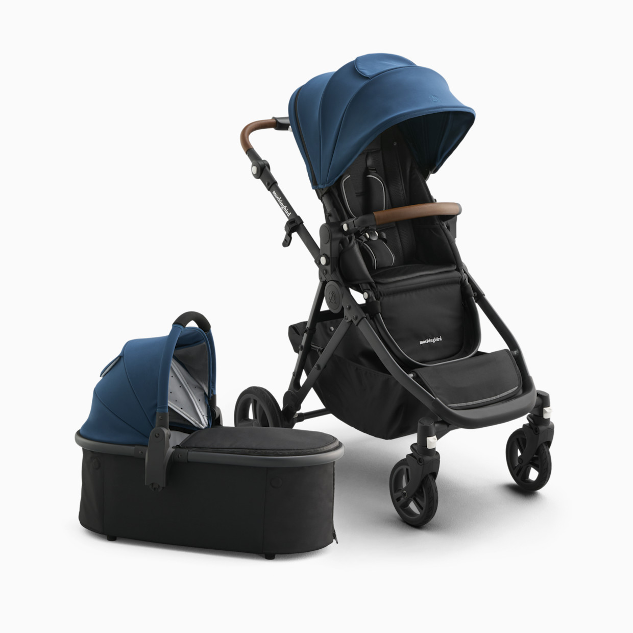 Mockingbird Single-to-Double Stroller 3.0 and Bassinet Bundle - Sea.