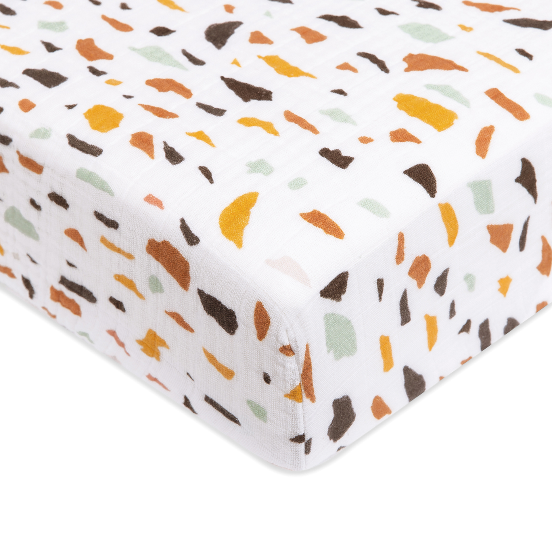 babyletto Crib Sheet in GOTS Certified Organic Muslin Cotton Terrazzo