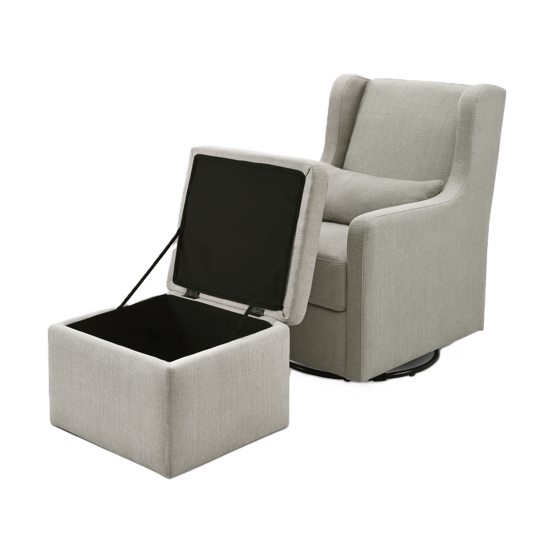 Carter's by daVinci Adrian Swivel Glider with Storage Ottoman - Performance Grey Linen.