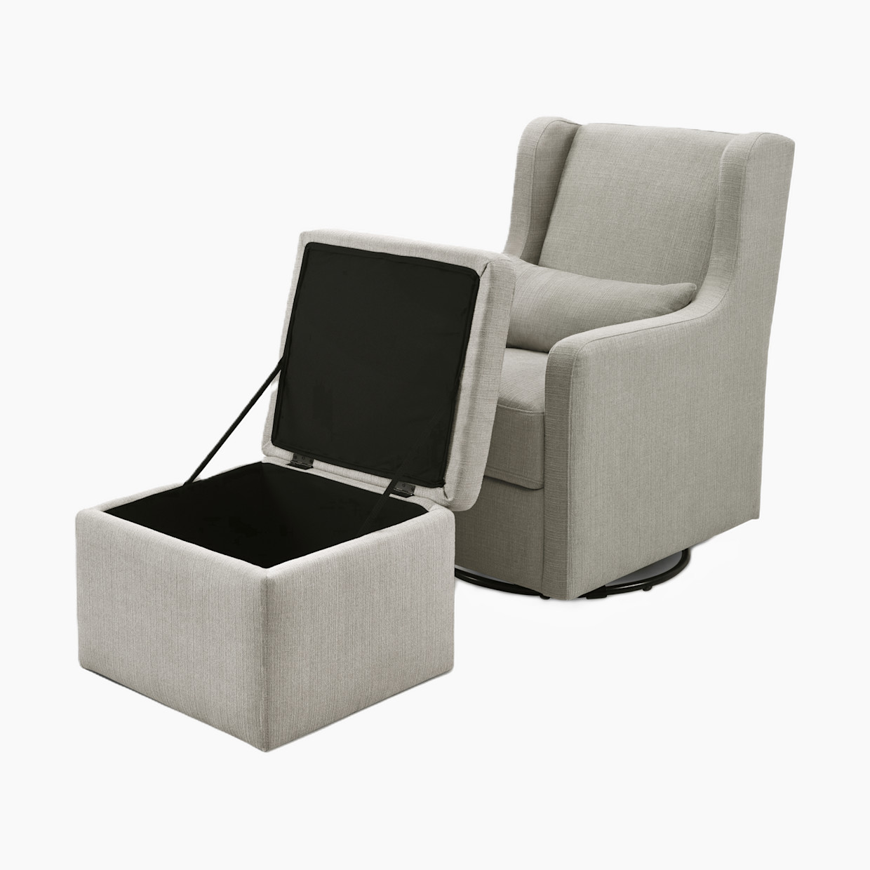 Carter's by daVinci Adrian Swivel Glider with Storage Ottoman - Performance Grey Linen.