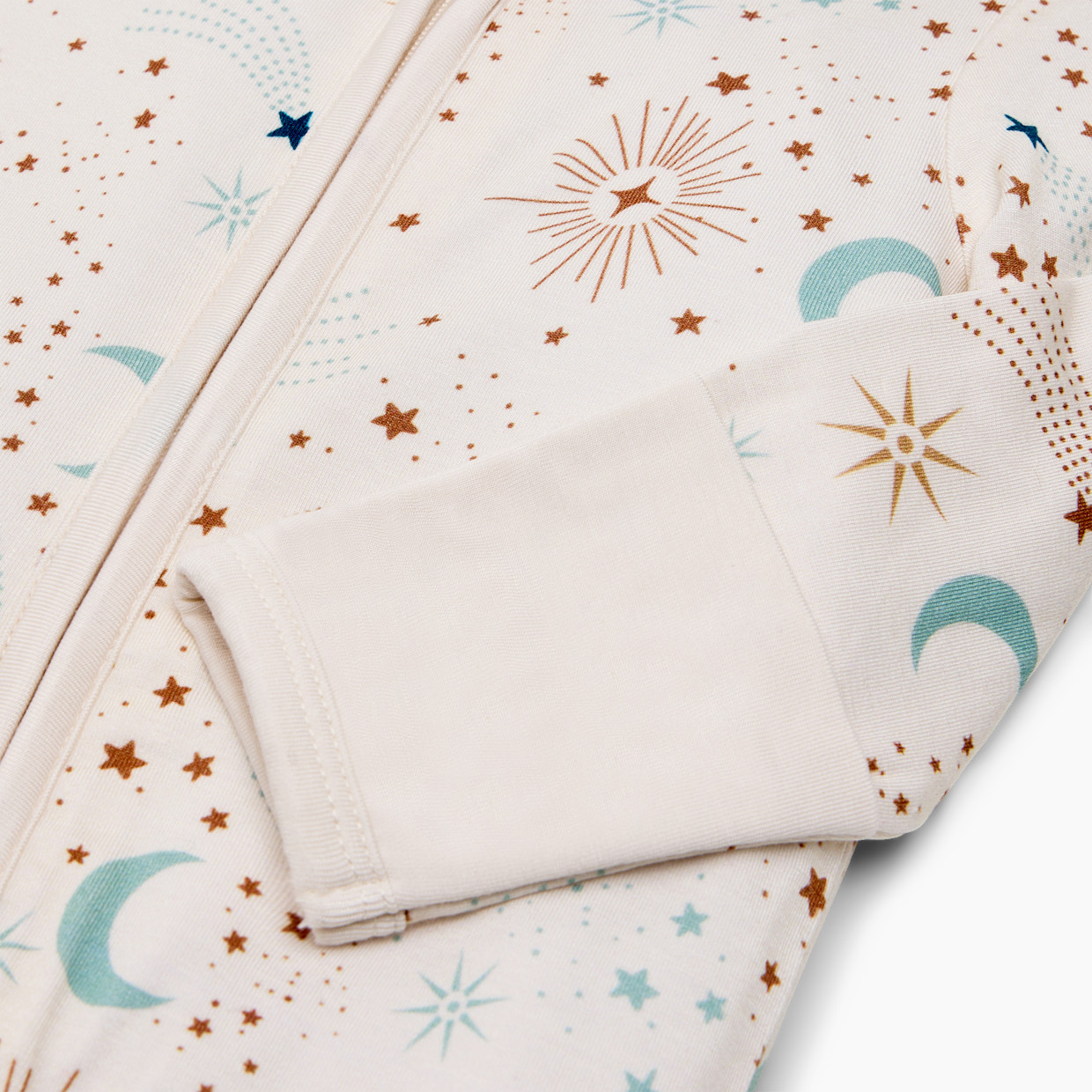 Tiny Kind Bamboo Viscose Printed Zipper Footie - Celestial Print, Nb.