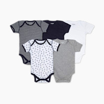 Burt's Bees Baby Unisex Organic Cotton Short and Long Sleeve Bodysuits, 5-Pack