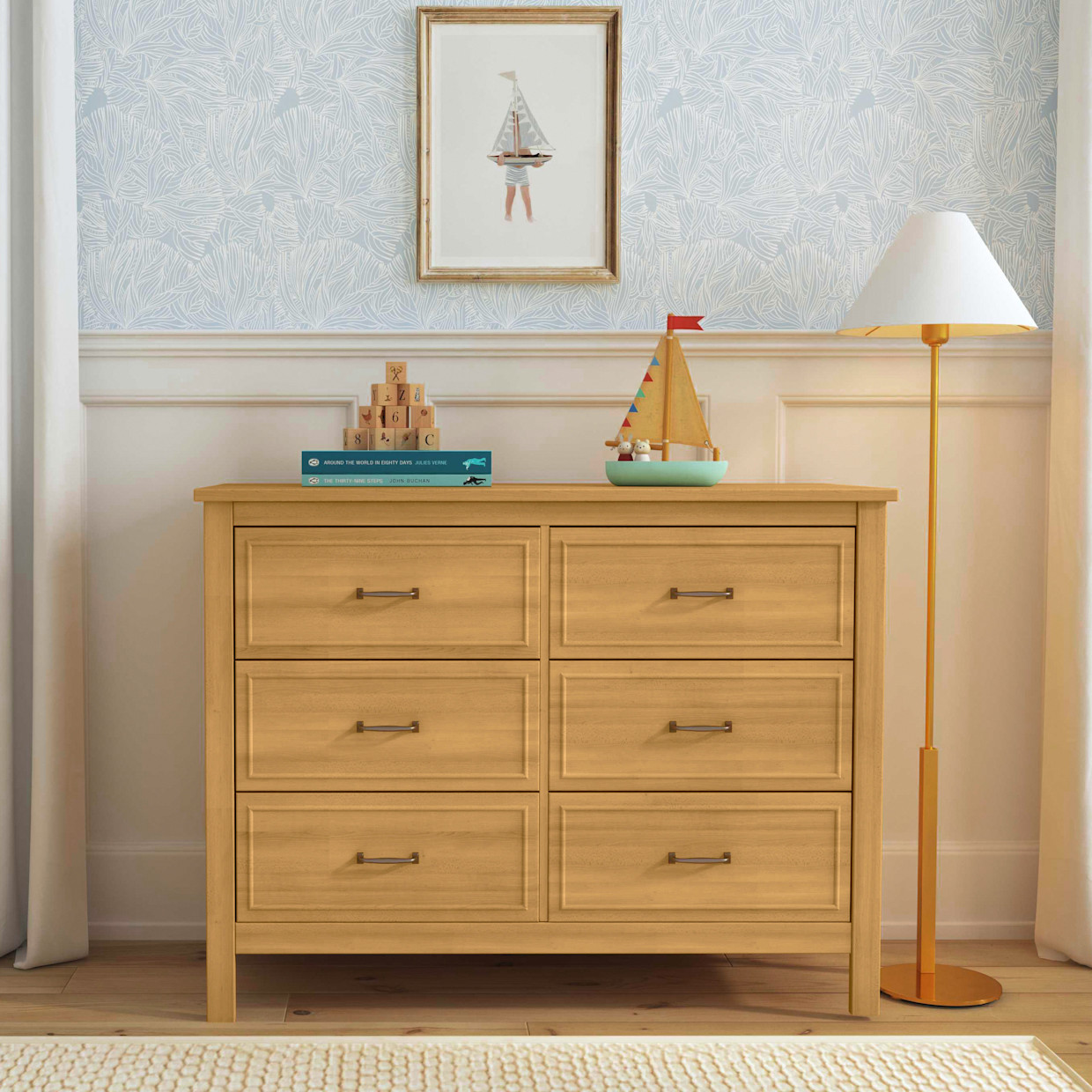 daVinci Charlie 6-Drawer Double Dresser - Honey.