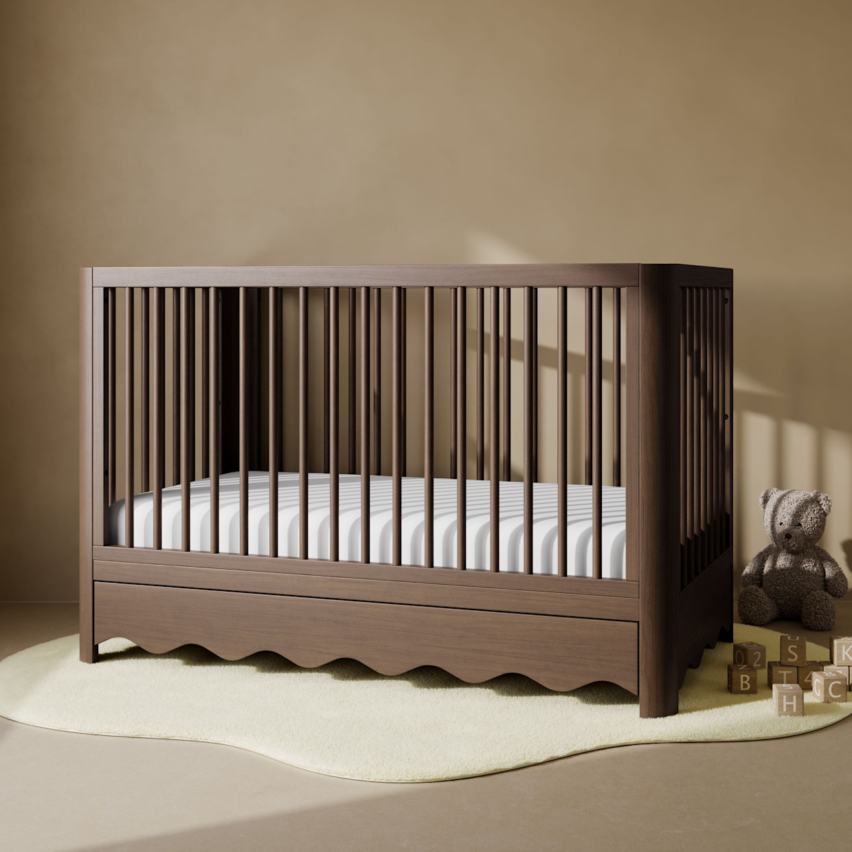 Storkcraft Casablanca Deluxe 5-in-1 Convertible Crib with Drawer - Hazelnut.