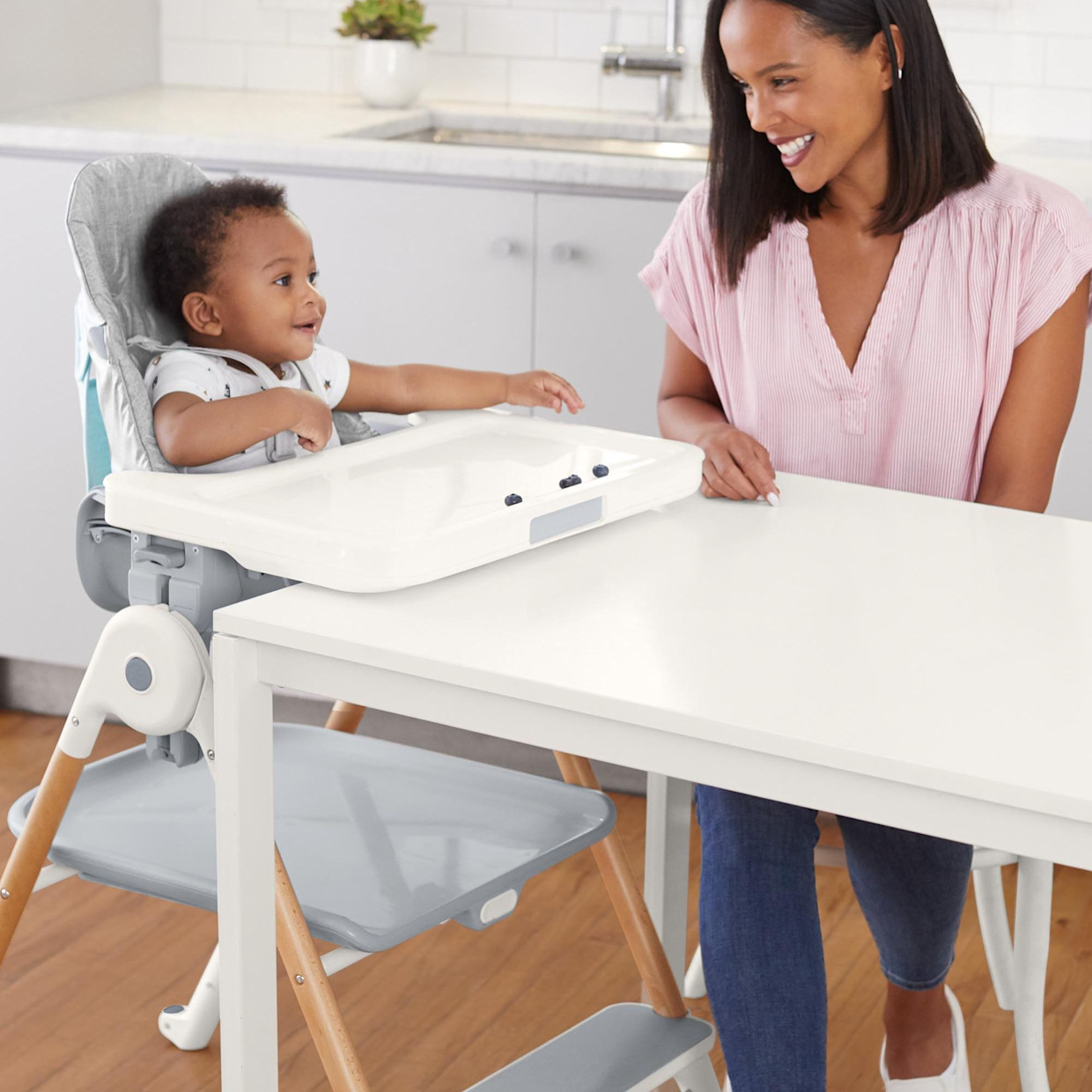 Skip Hop Sit-To-Step High Chair - Grey/White.