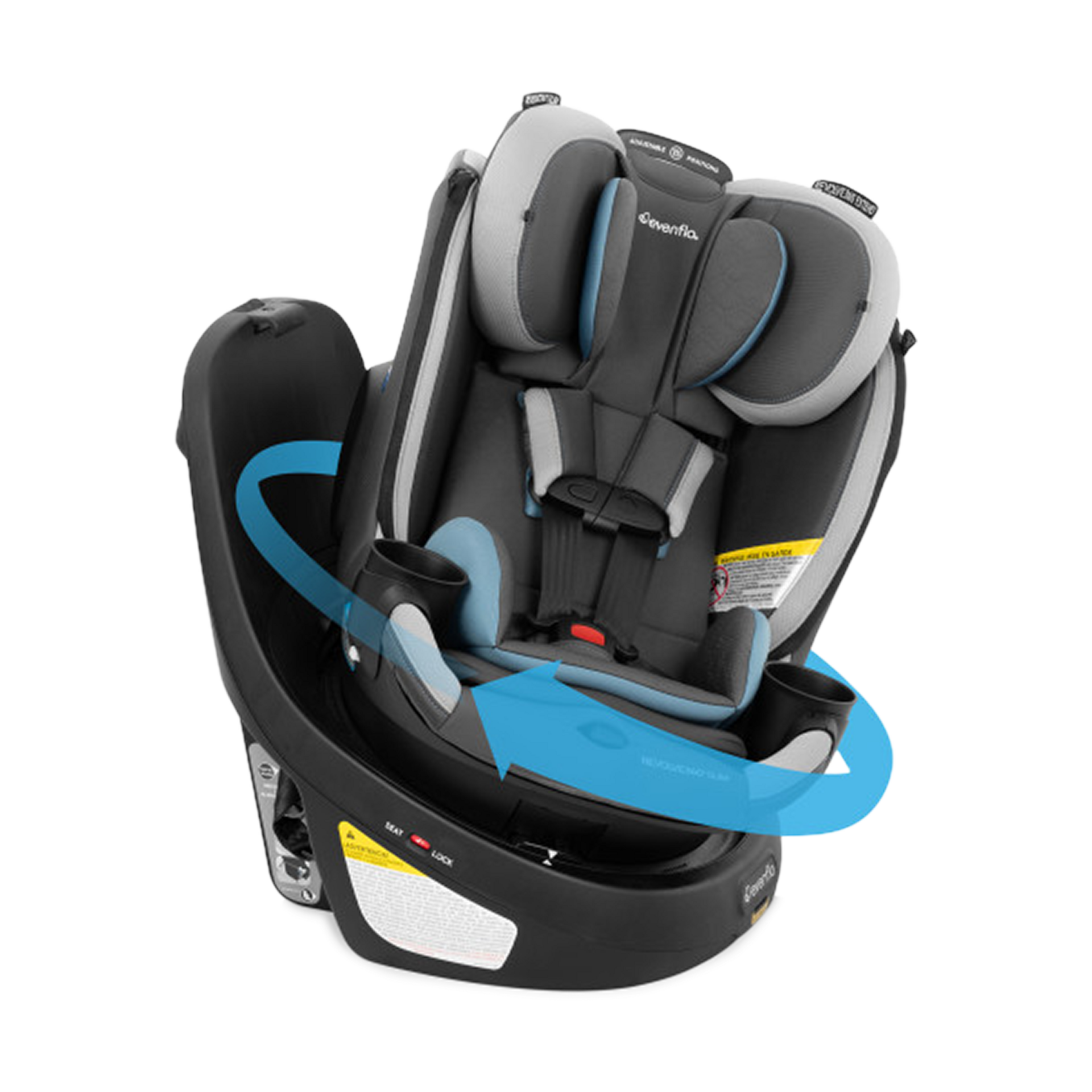 Evenflo Revolve360 Slim 2-in-1 Rotational Car Seat with Quick Clean Cover - Stow Blue