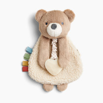 Itzy Ritzy - Itzy Lovey Including Teether - Baby Lovey with Teether, Textured Ribbons & Dangle Arms - Features Crinkle Sound, Sherpa Fabric and Minky Plush (Bear)