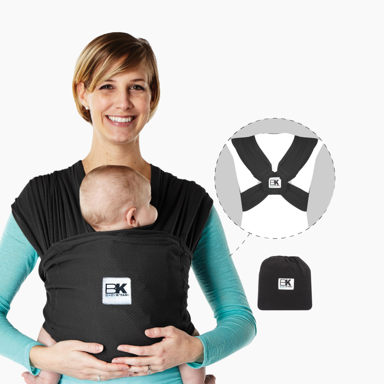 Baby K'tan Breeze Baby Wrap Carrier - Black, X-Large.