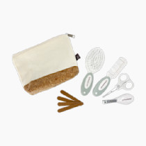 Dreambaby Neat & Tidy 9pc Wheatgrass Baby Grooming Kit - Eco-Friendly Baby Care Kit with Cotton & Cork Travel Bag - Soft Brush, Comb, Safety Scissors, Nail Clippers - Less Plastic Waste