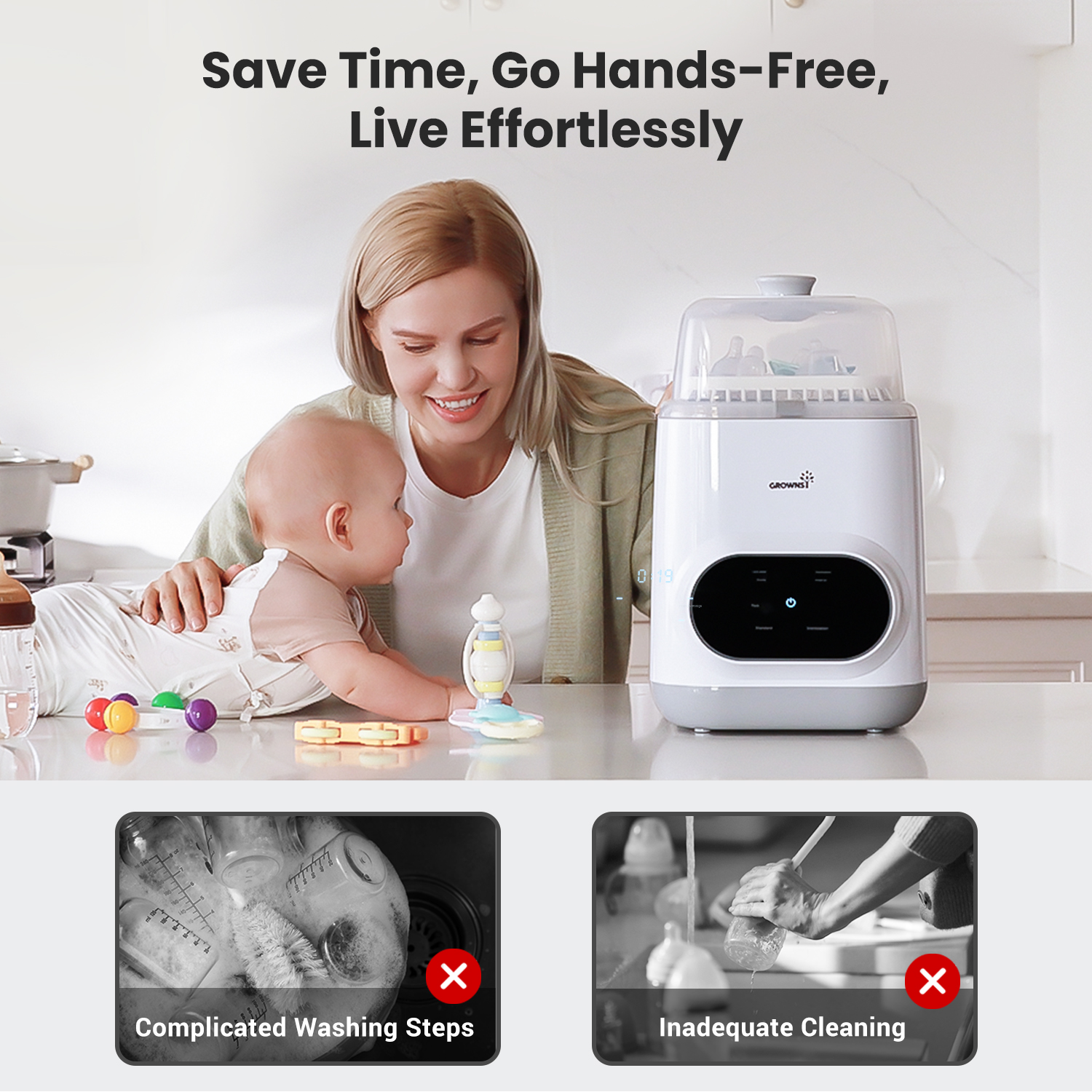 GROWNSY All-in-One Bottle Washer and Sterilizer and Dryer.