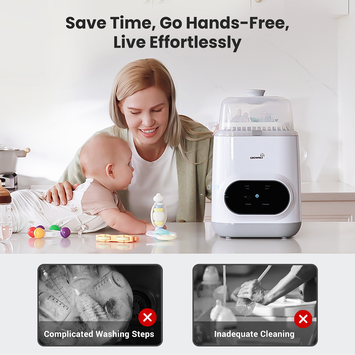 GROWNSY All-in-One Bottle Washer and Sterilizer and Dryer.