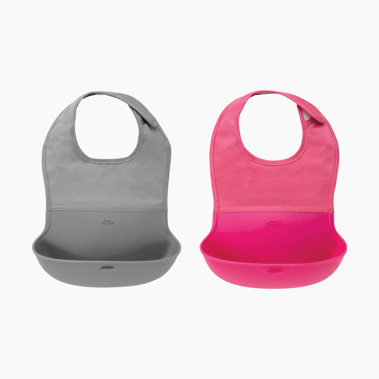 OXO Tot Roll Up Bib (2 Pack) - Grey/Pink.