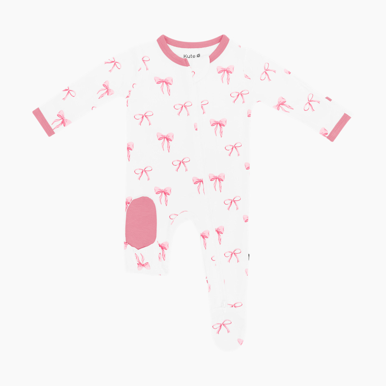 Kyte Baby Printed Zipper Footie - Bow, Newborn.