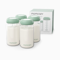 Momcozy Natural Baby Bottle, Wide-Neck, BPA Free Breast Milk Container, Storage Collection Bottle for Fridge & Milk Cooler, Breastfeeding Essential, 10 oz, 4 pcs