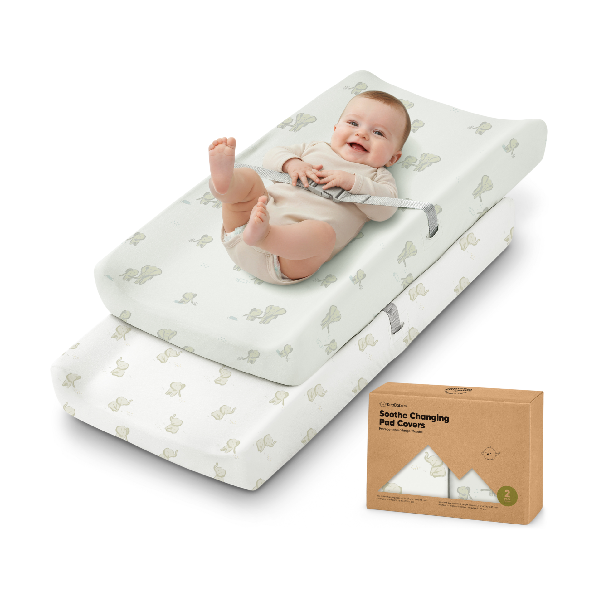2-Pack Organic Changing Pad Covers for Girl, Boy, Neutral - 100% Cotton Changing Table Pad Cover, Soft Baby Nursery Diaper Changing Pad Sheets, Contour Changing Pads Liners, Change Pad Cover (Elly)