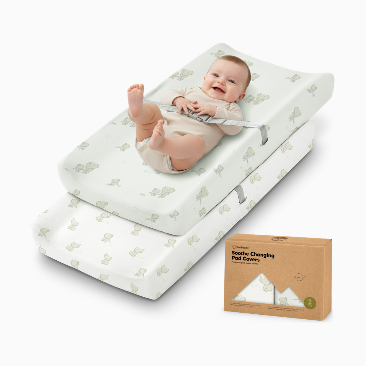 KeaBabies 2-Pack Soothe Changing Pad Covers - Elly.